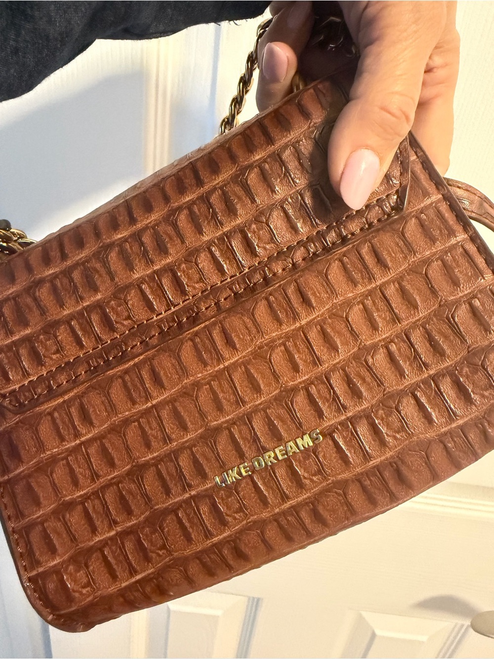 Like Dreams Faux Crocodile Embossed Crossbody Bag